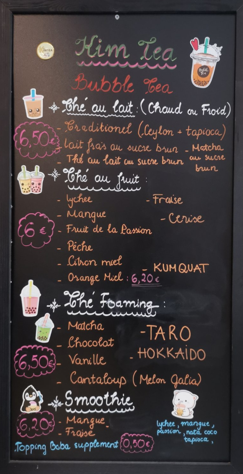 Liste des Bubbles Tea par famille