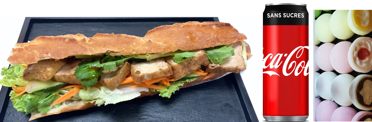 MENU SANDWICH VEGETARIEN+ SODA ou EAU + DESSERT MOCHI M13